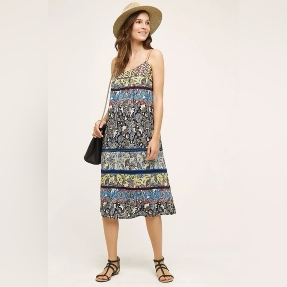 EUC Anthropologie One September Cosima Embroidered Midi Dress